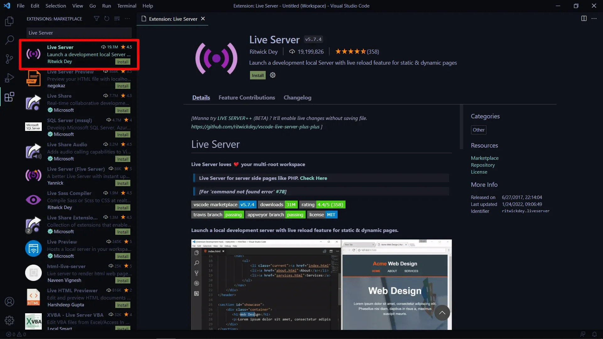 Install Live
Server