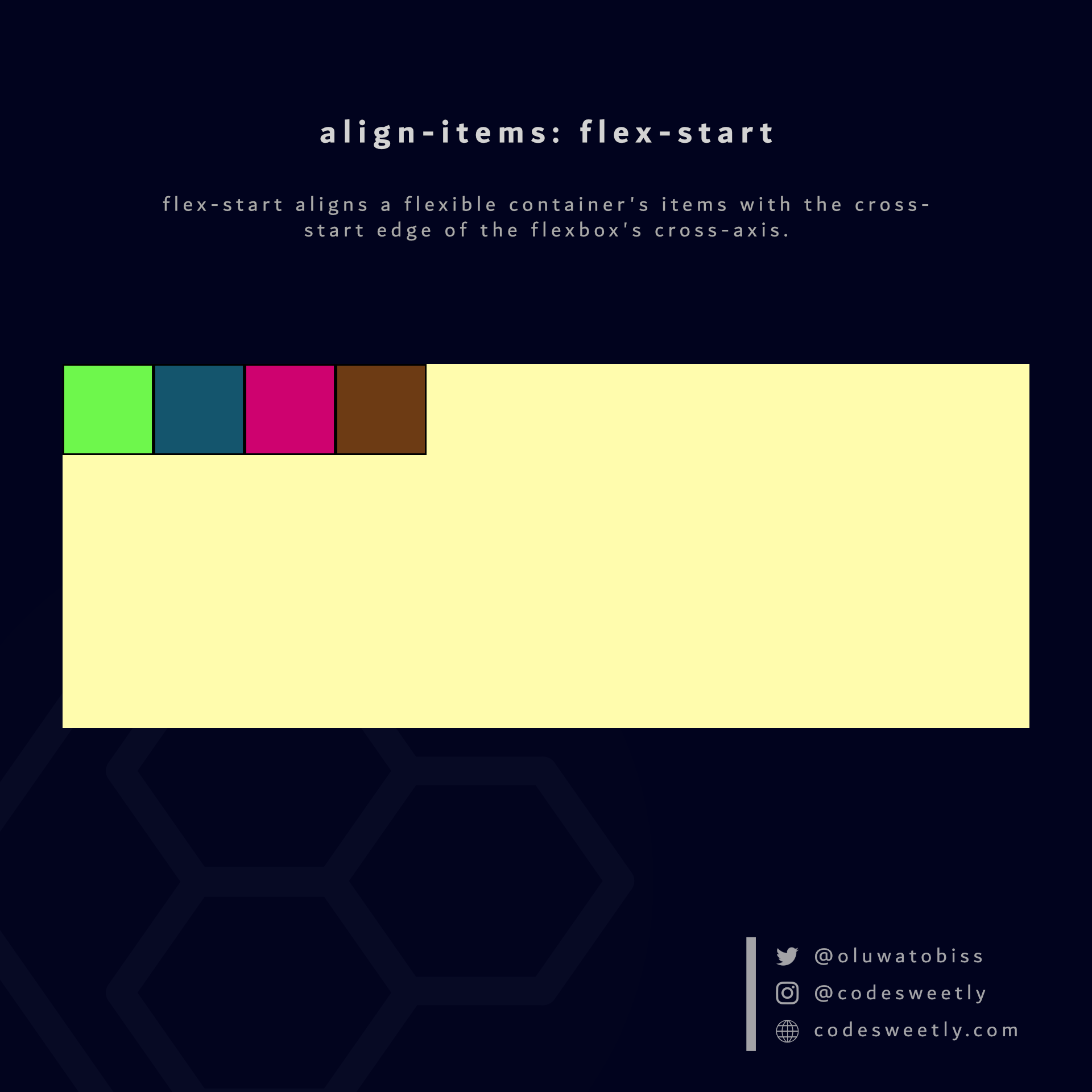 Illustration of align-items&#39; flex-start
value